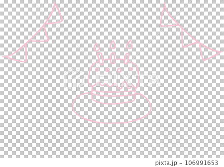 Hand drawn line drawing illustration of cute birthday cake 106991653
