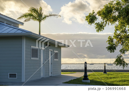 Public restrooms on Harborwalk at Gilchrist Park in Punta Gorda, Florida Public restrooms on Harborwalk at Gilchrist Park in Punta Gorda, Florida 106991668