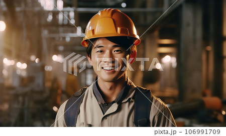工事現場で働く建築業・建設業・土木業の作業員の男性 工事現場で働く建築業・建設業・土木業の作業員の男性 106991709