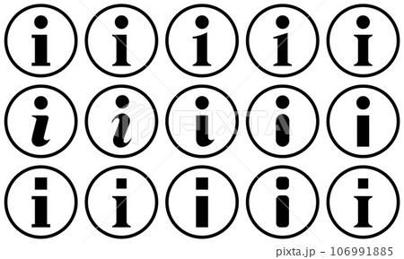 モノクロのインフォメーション風マークのベクターイラストセット モノクロのインフォメーション風マークのベクターイラストセット 106991885