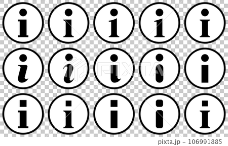 モノクロのインフォメーション風マークのベクターイラストセット モノクロのインフォメーション風マークのベクターイラストセット 106991885