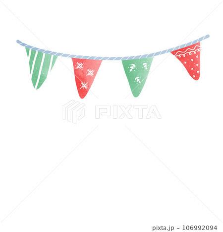 colorful flags hanging on clothesline 106992094