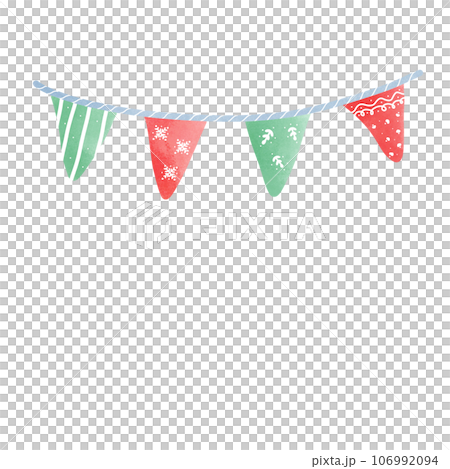colorful flags hanging on clothesline 106992094
