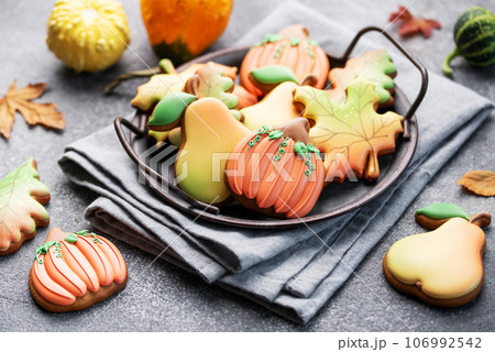 Multicolored autumn homemade cookies 106992542