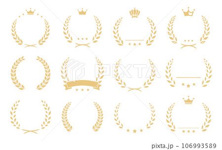 ゴールド リース アワード フレーム アイコンセット ベクターイラスト 106993589