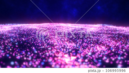 Purple waves from energy particles magical glowing high tech futuristic light dots abstract background 106993996
