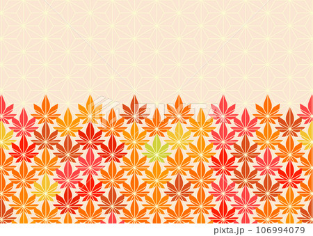 紅葉と麻の葉柄を組み合わせたベクターイラストのシームレスパターン 紅葉と麻の葉柄を組み合わせたベクターイラストのシームレスパターン 106994079