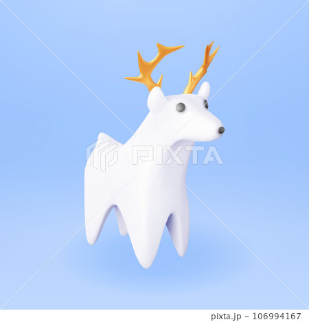 3D Christmas Deer Statue Isolated 106994167