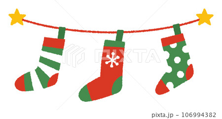 吊られた靴下の手書きベクターイラスト／クリスマス 106994382