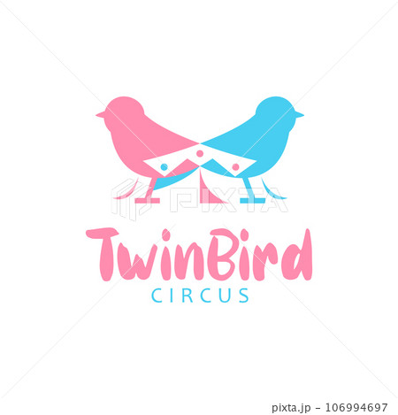Funny Twin Bird and Circus Logo Design Vector Funny Twin Bird and Circus Logo Design Vector 106994697