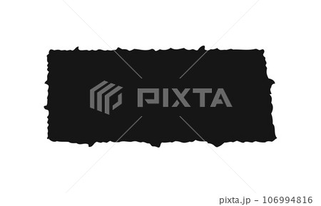 Rough edge paper. Old papyrus texture. Torn cardboard tag, label, sticker. Empty black rectangle text box template isolated on white background 106994816