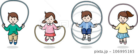 なわとびをする子供たち 106995165