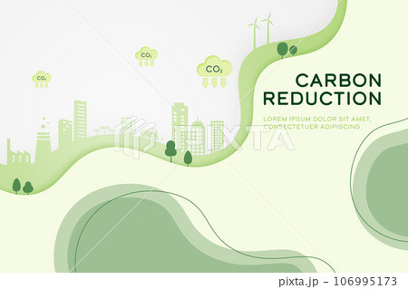 CO2 Emissions, Carbon Dioxide Reduction. Sustainable renewable green energy development, Circular Economy. Environmental and Ecology concept, Vector illustration. 106995173