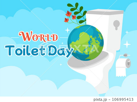 World Toilet Day Vector Illustration on 19 November with Earth and Equipment for Bathroom Hygiene Awareness in Flat Cartoon Background Design 106995413