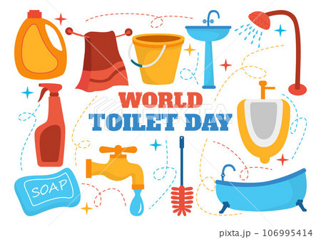 World Toilet Day Vector Illustration on 19 November with Earth and Equipment for Bathroom Hygiene Awareness in Flat Cartoon Background Design World Toilet Day Vector Illustration on 19 November with Earth and Equipment for Bathroom Hygiene Awareness in Flat Cartoon Background Design 106995414