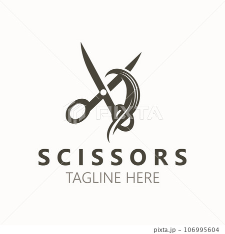 Scissors Logo Design Icon Template. Modern simple design. barbers tools and barbershop. Vector Illustration 106995604