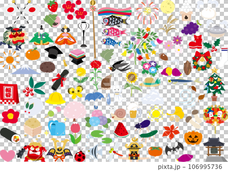 四季折々のイベント　日本の風物詩のイラストセット 106995736