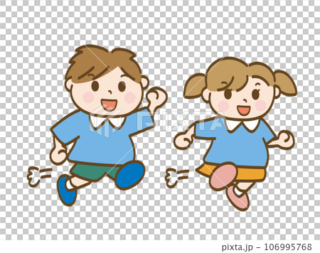 微笑奔跑的孩子_男孩女孩_幼兒園小朋友的兄弟姊妹 106995768