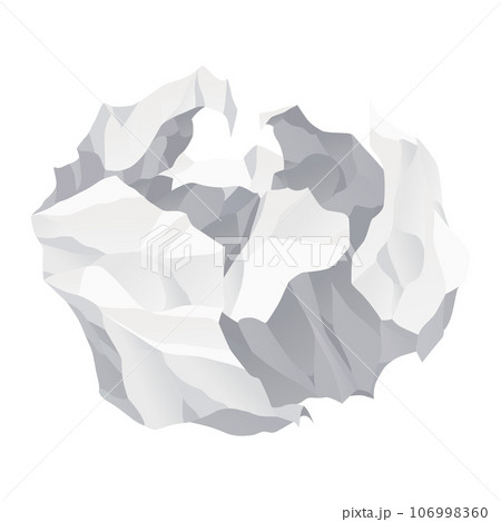 Crumpled paper ball icon. Realistic garbage, bad idea symbol, crushed piece of paper. Throw rumple grunge sheet. Mistake in document. Realistic wrinkled page 106998360