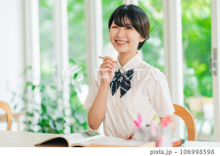 勉強に励む女性高生 106998598