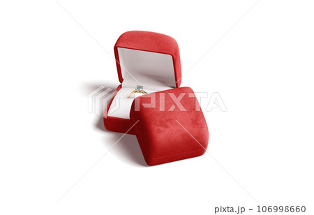 Blank red box with gold diamond ring stack mockup Blank red box with gold diamond ring stack mockup 106998660