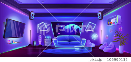 Room interior with game and stream equipment. Room interior with game and stream equipment. 106999152
