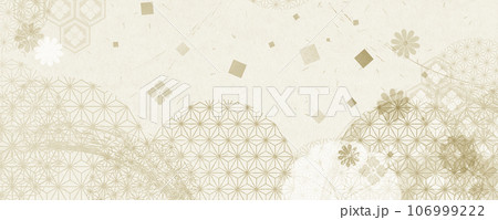 伝統の和紙の和柄模様　ベージュカラー 106999222