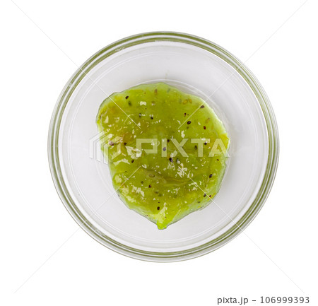 Green Jam Isolated, Sweet Kiwi Confiture in Bowl, Gooseberry Marmalade, Green Tomato Jam 106999393
