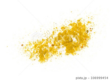 Yellow Seasoning Powder Isolated, Curcuma Pile, Orange Masala, Indian Spices, Yellow Seasoning 106999454