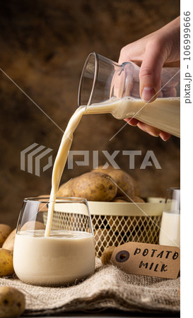 Potato milk alternative non dairy drink in glass 106999666