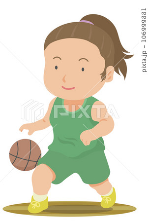 ドリブル　バスケットボール　女子 106999881