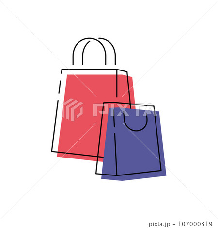 Shopping bag line art. Bag icon isolated Vector