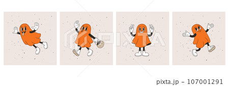 Set of Halloween cards with ghost 107001291