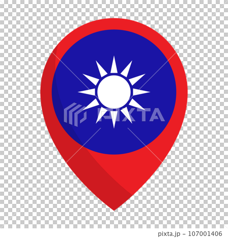 台灣國旗地圖圖釘圖示。台灣之旅。向量。 107001406