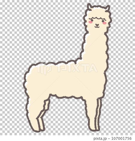 毛茸茸的羊駝的插圖（全身） 107001756