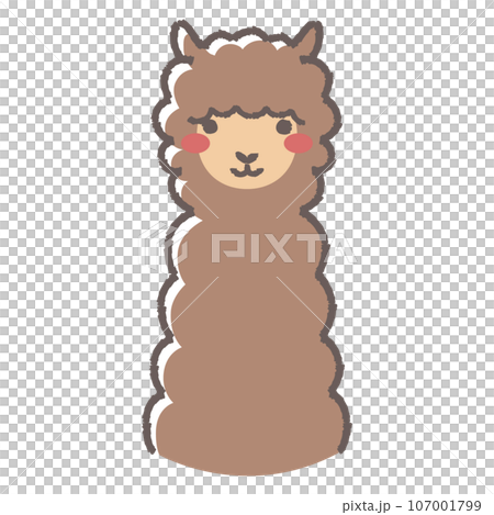ふわふわのアルパカのイラスト（正面向きの顔） 107001799