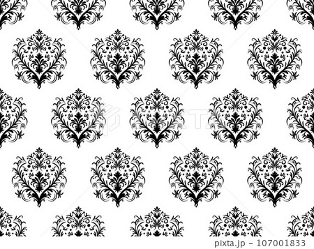 Damask seamless pattern. Black flowers Luxury Royal Wallpaper. Floral Background. Damask seamless pattern. Black flowers Luxury Royal Wallpaper. Floral Background. 107001833