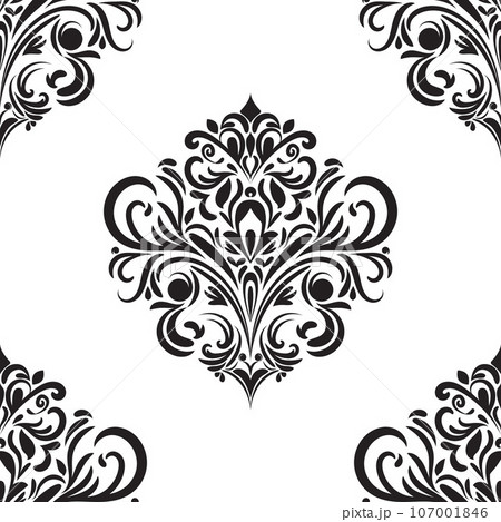 Damask floral motif tile pattern. Luxury tile isolated element. Damask floral motif tile pattern. Luxury tile isolated element. 107001846