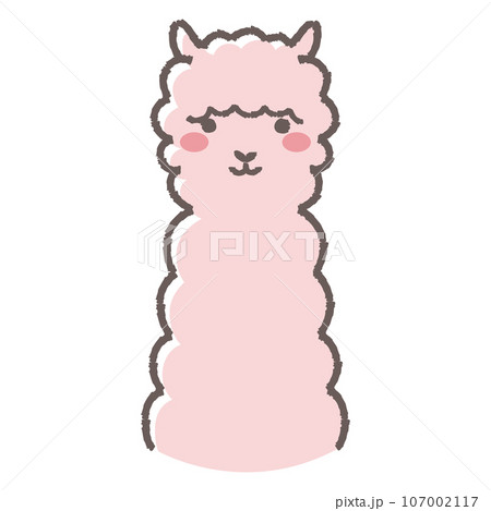 ふわふわのアルパカのイラスト（正面向きの顔） 107002117