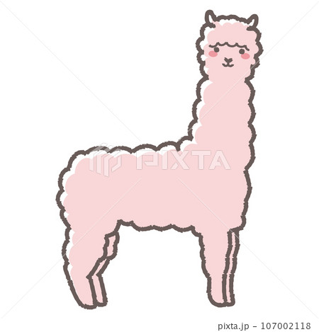 ふわふわのアルパカのイラスト（全身） 107002118