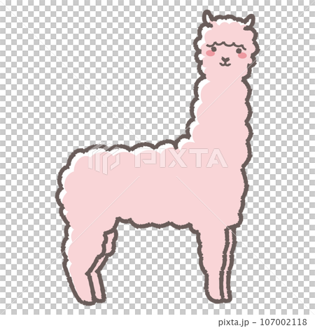 ふわふわのアルパカのイラスト（全身） 107002118