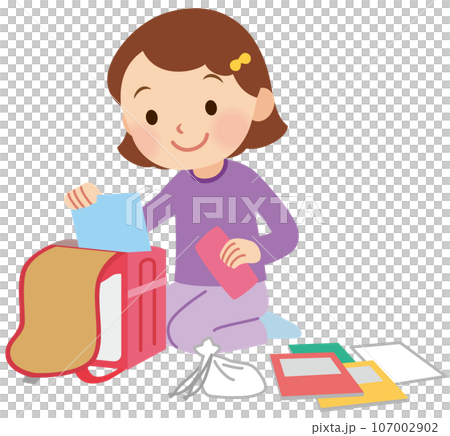 Girl who adjusts her timetable, elementary school student 107002902