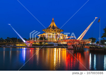 New Sarawak State Legislative Assembly Building in Kuching, Sarawak, Borneo, Malaysia. Translation 107003086