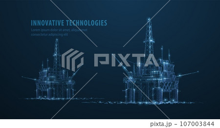 Oil rigs. Abstract 3d floating rig platforms...のイラスト素材 [107003844] - PIXTA