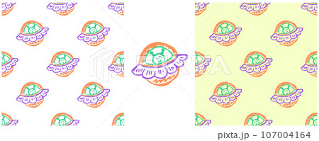 Set drawings with wax crayons. Print for cloth design, textile, fabric, wallpaper, wrapping paper 107004164