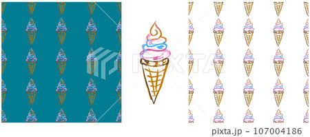 Set drawings with wax crayons. Print for cloth design, textile, fabric, wallpaper, wrapping paper 107004186