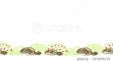 Cute seamless border. Drawings with wax crayons. Design for paper, fabric, interior decor and other use 107004210