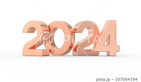 Number 2024 gold 3d render 107004394