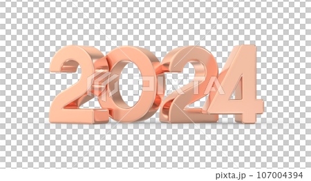 Number 2024 gold 3d render 107004394