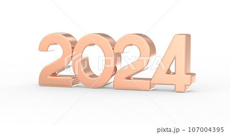 Number 2024 gold 3d render 107004395